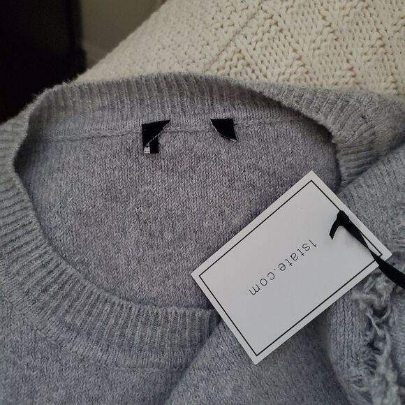 ✨ 1.STATE ✨ Fringe Detail Sweater - [Large, Grey] - Picture 9 of 10